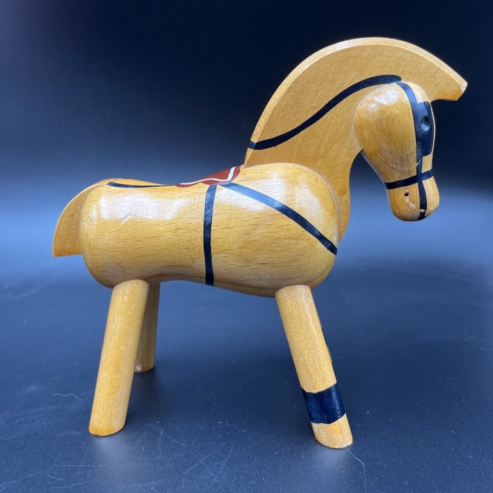 RARE MCM KAY BOJESEN DENMARK WOODEN HORSE PONY W/ HARNESS AND SADDLE EAMES ERA